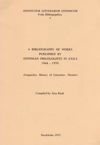 A bibliography of works published by estonian philologists in exile 